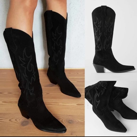 LAST ONE ZARA NWT VHTF Leather Heeled COWBOY Boots - Picture 9 of 15